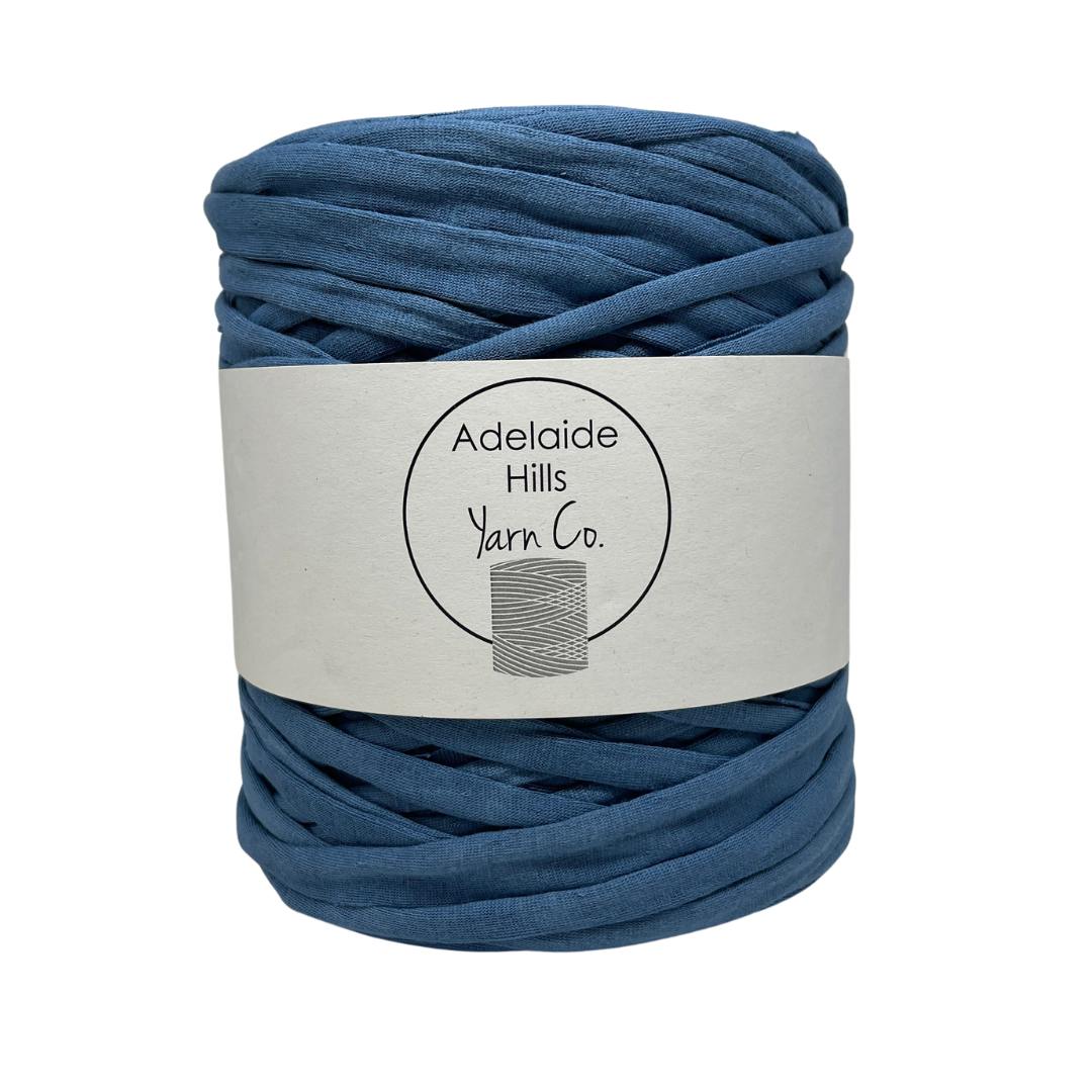 recycled tshirt yarn in blue yonder shade 