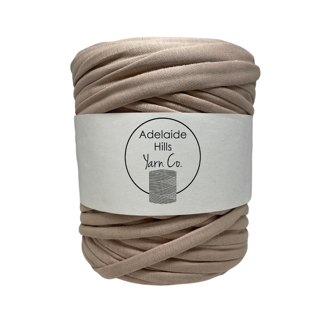 recycled tshirt yarn in deep oat neutral shade