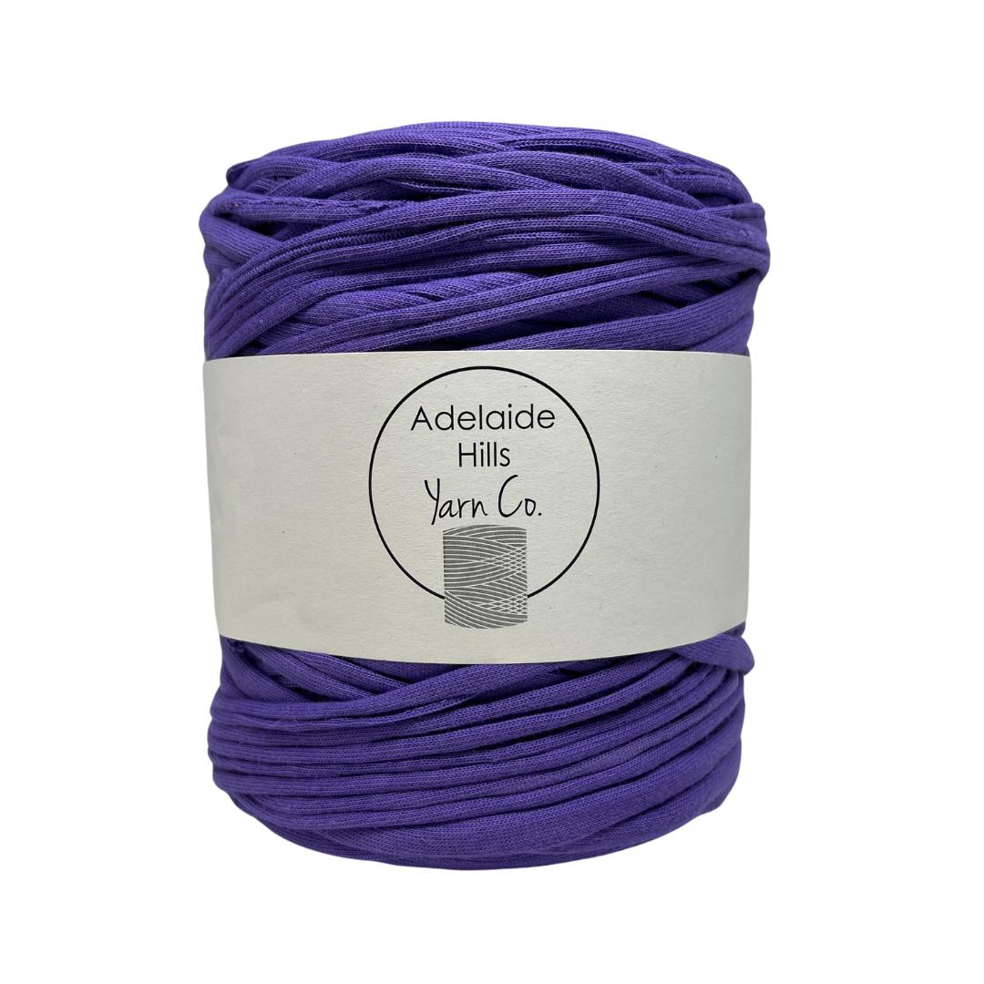 recycled tshirt yarn in meadowlark purple shade