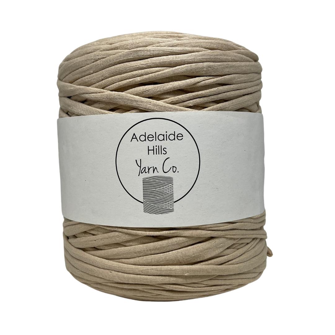 recycled tshirt yarn in vanilla latte neutral shade