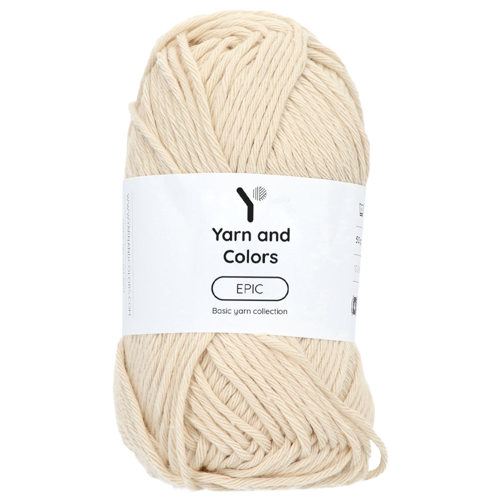 Yarn and Colors brand ecru shade crochet or knitting cotton.