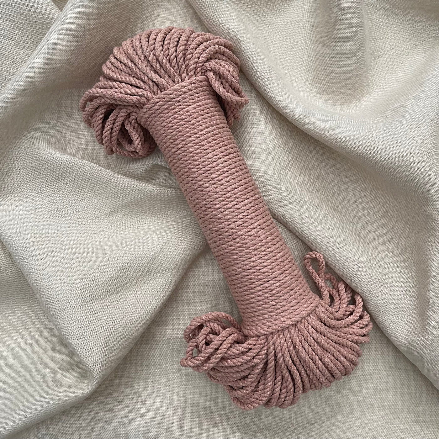 Macrame 3ply cotton rope 4mm in a classical 'Vintage Peach"' colour is a fantastic addition to your fibre collection and is perfect for macrame projects such as plant hangers or pieces that require that little bit of extra guts!
