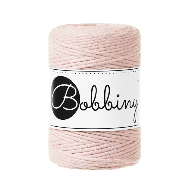 These beautiful additions to the Bobbiny range are perfect for your mini macrame projects, earrings, weavings or any other fibre art.  They are non-toxic, certified safe for children and meet certified worldwide textile standards.  This super soft cord knots beautifully and makes a wonderful fringe.  Shown here in the gorgeous new shade of 'Pastel Pink'