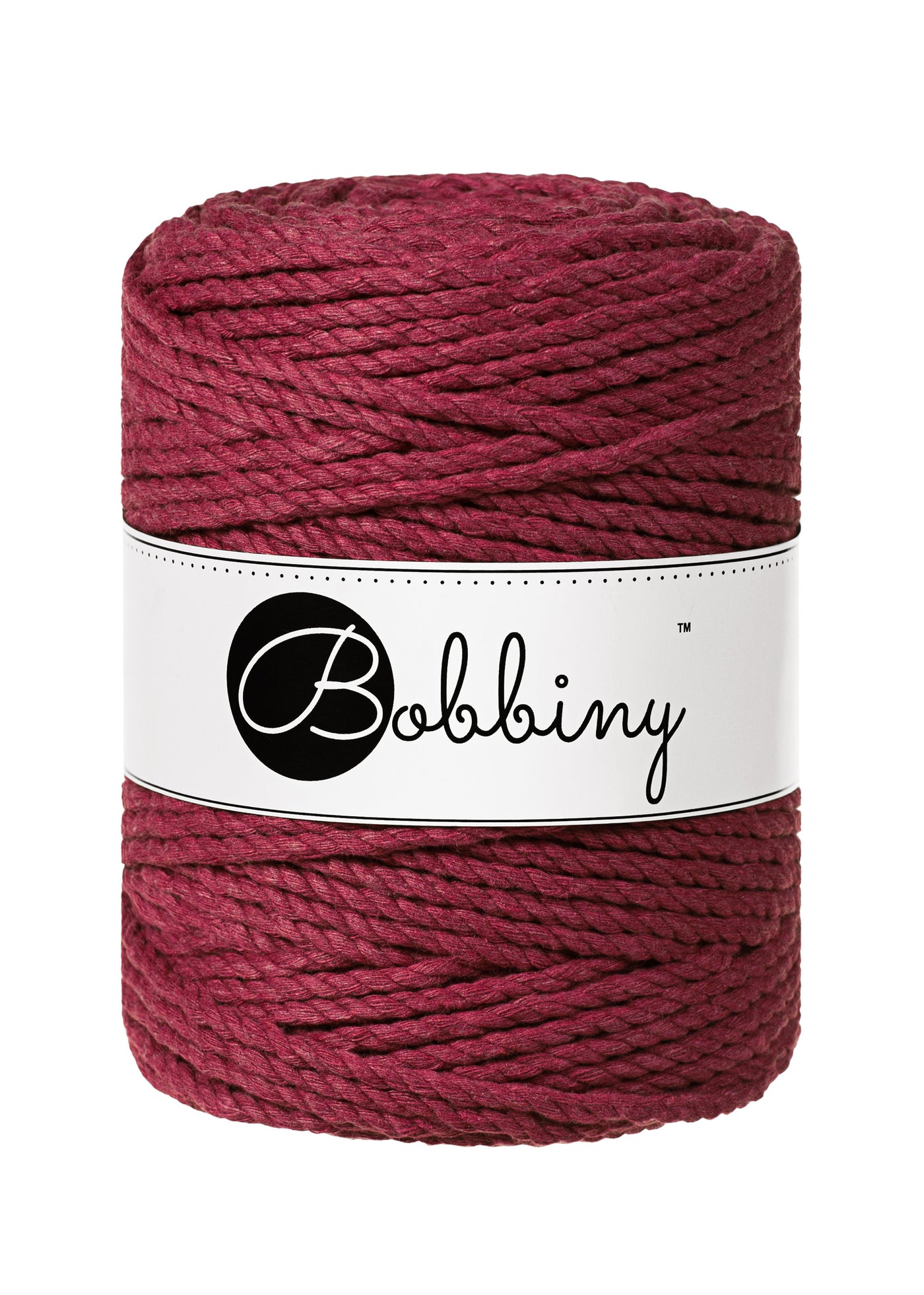 Bobbiny 3ply 5mm Macrame Rope in Wine Red shade 