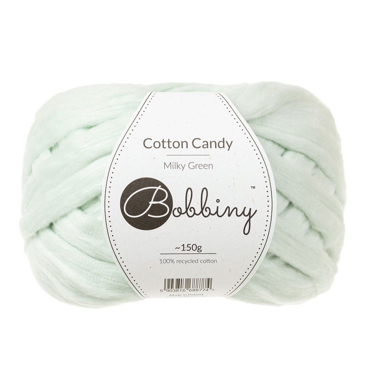 Milky green cotton candy 100% recycled fibre for weaving