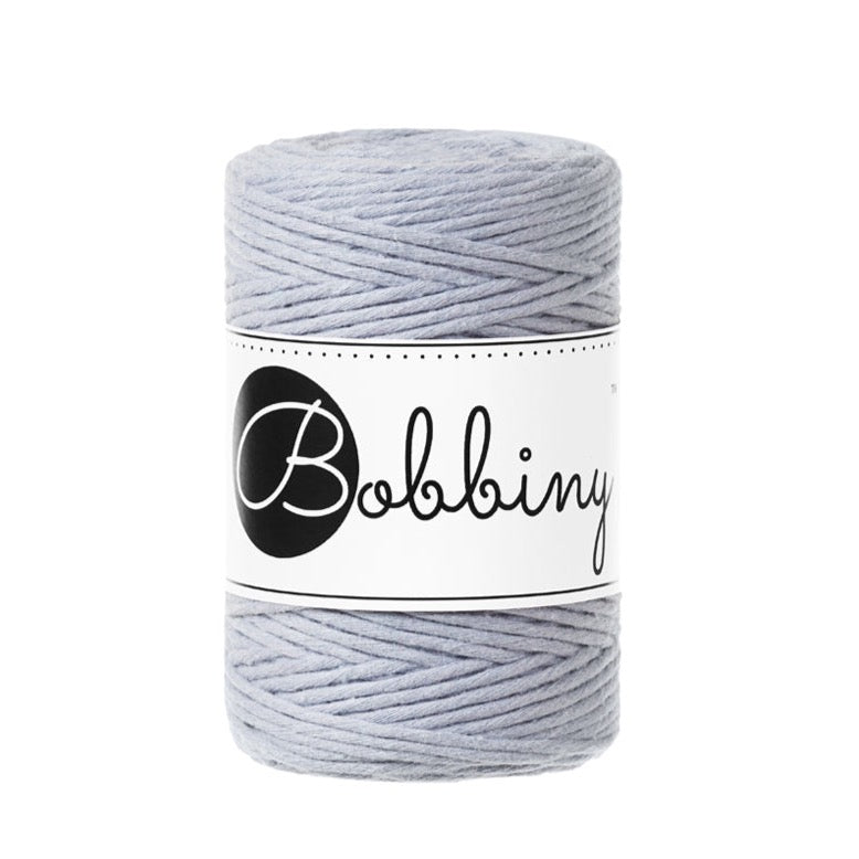 These beautiful additions to the Bobbiny range are perfect for your mini macrame projects, earrings, weavings or any other fibre art.  They are non-toxic, certified safe for children and meet certified worldwide textile standards.  This super soft cord knots beautifully and makes a wonderful fringe.  Premium Macrame Cord 1.5mm  Length: 108 yards (100m)  Weight: 160gms  ﻿Single Twist  100% recycled cotton  28 Fibres 