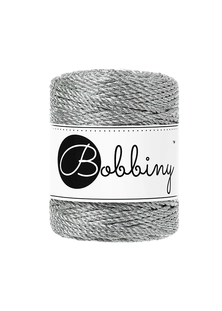 Bobbiny Macrame Rope - 3ply - 3mm - Metallic Silver