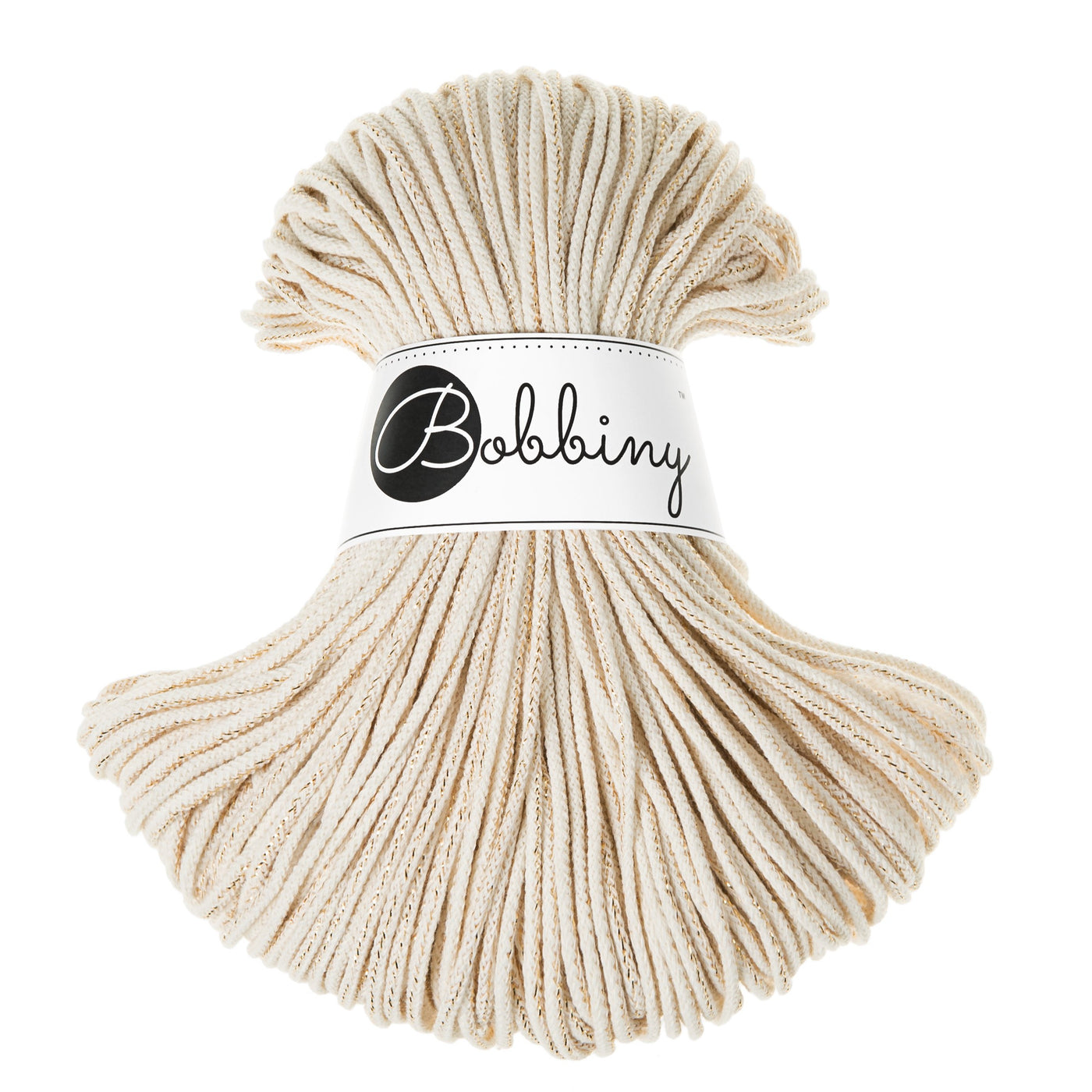 These beautiful Bobbiny cords are made in Poland from 100% recycled cottons and are non-toxic, certified safe for children and meet certified worldwide textile standards.  3mm Diameter  B100 metres Length  Recommended for use with 8-10mm crochet or knitting needles.  Cotton inner and outer layers, perfect for use with Macrame, Crochet or Knitting.