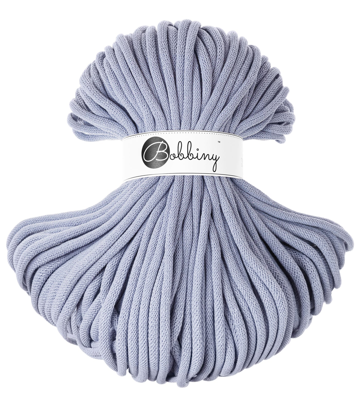 These gorgeous Bobbiny cords are made in Poland from 100% recycled cottons and are non toxic and certified safe for children.  9mm Diameter  Length 100m  Recommended for use with 14-16mm crochet hooks or knitting needles.  Perfect for use with Macrame, Crochet or Knitting.