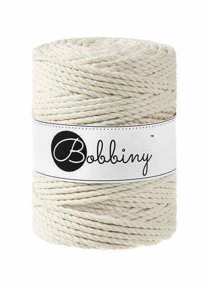 This superb new product from Bobbiny is the latest addition to their gorgeous range of products.  Made from 100% recycled cotton, it is perfect for Macrame projects due to its sturdiness. It contains no harmful dyes or chemicals and is OEKO-TEX certified.  This super soft triple twist rope also makes the most spectacular fringes and tassels.  Length: 100m (108 Yards)  Weight: 800gms  Contains 120 Fibres ( 3x40 )  Also available in 3mm