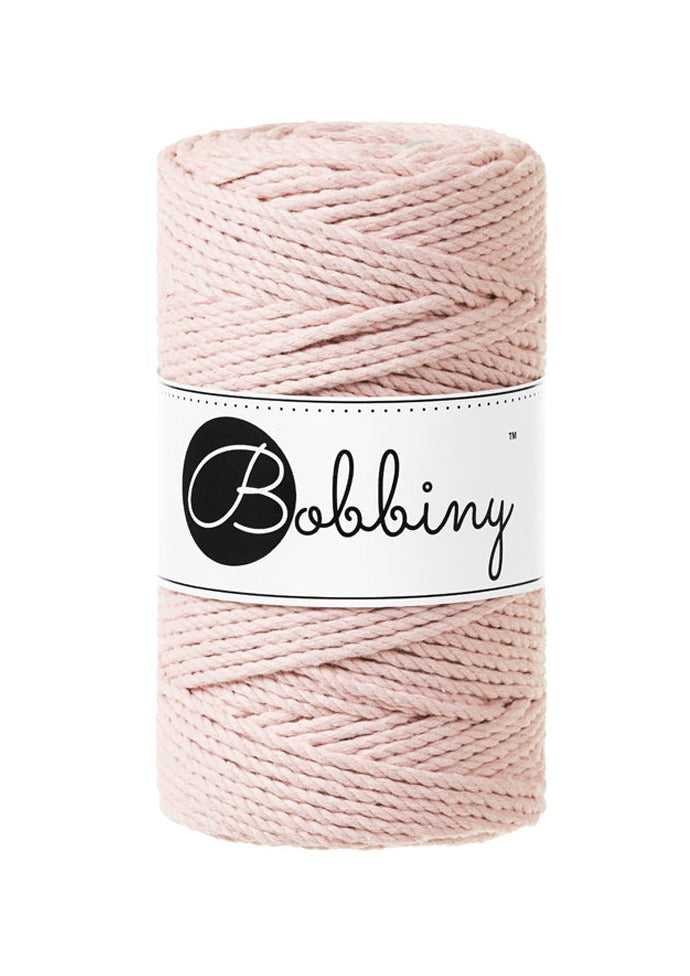 Bobbiny Macrame Rope - 3ply - 3mm - Pastel Pink