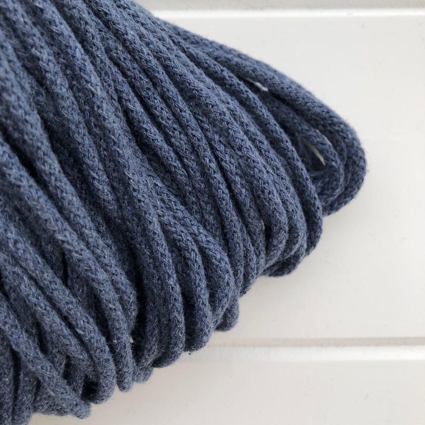 Where can I find Bobbiny Braided Cords Bobbiny Junior 3mm - 100m Jeans? These beautiful Bobbiny ropes are made in Poland, and are non-toxic and certified safe for children, meeting certified worldwide textile standards.  3mm Diameter  100 metres Length  Recommended for use with 8-10mm crochet or knitting needles  Cotton inner and outer layers, perfect for use with Macrame, Crochet or Knitting.   