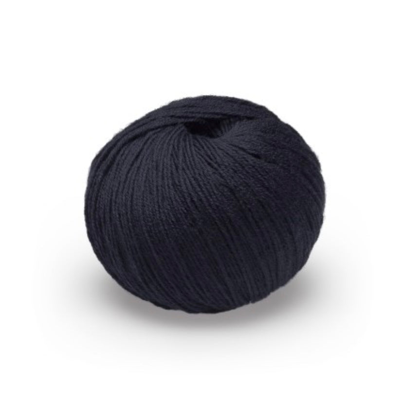 This gorgeous Glencoul DK yarn is ideal for all seasons! It has the beautiful feel and sheen of cotton but the durability of wool, making it ideal for garments to wear all year round.  70% Merino/ 30% Cotton  DK/8 ply weight  116m (126 yards)  50 gms  Needle size: 4mm   Cold machine wash, do not iron or tumble dry   