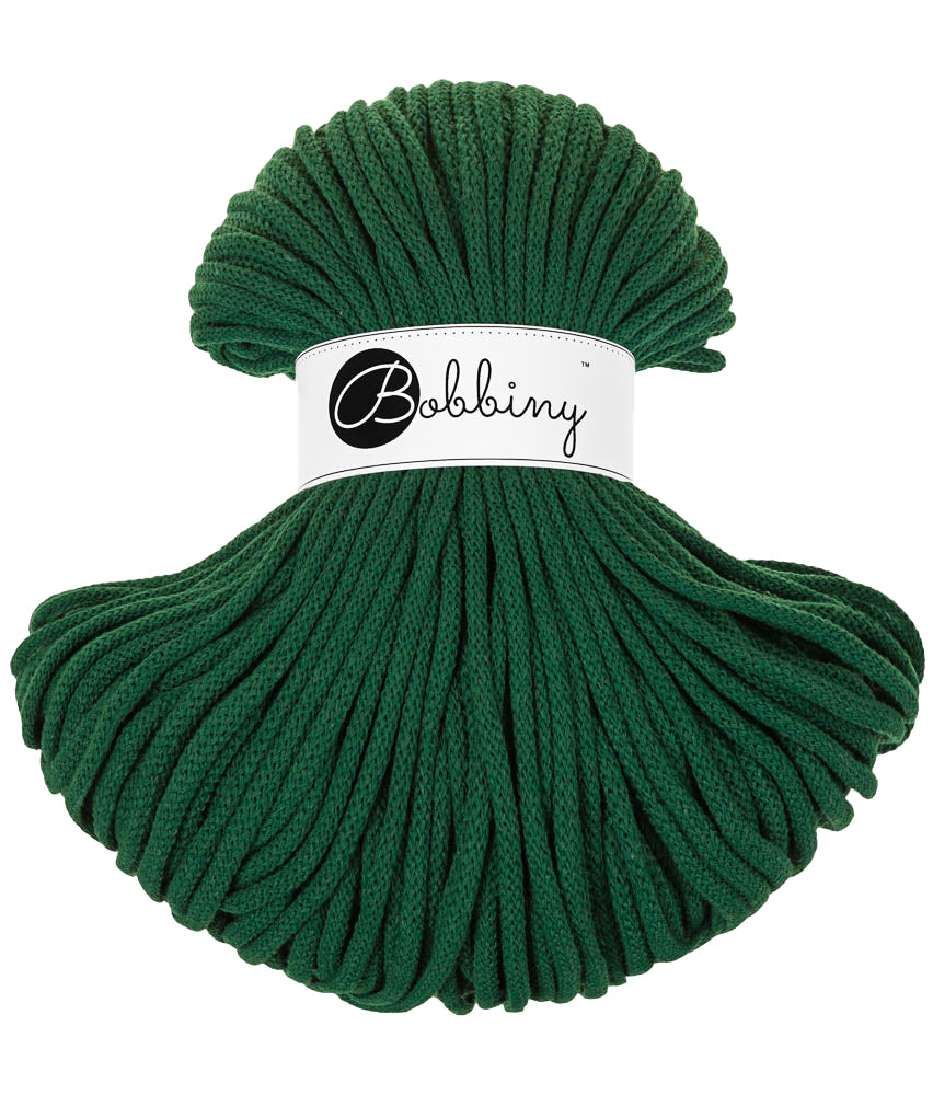 These beautiful Bobbiny cords are made in Poland from 100% recycled cottons and are non-toxic, certified safe for children and meet certified worldwide textile standards.  5mm Diameter  100 metres Length  Recommended for use with 10-12mm crochet or knitting needles  Cotton inner and outer layers, perfect for use with Macrame, Crochet or Knitting