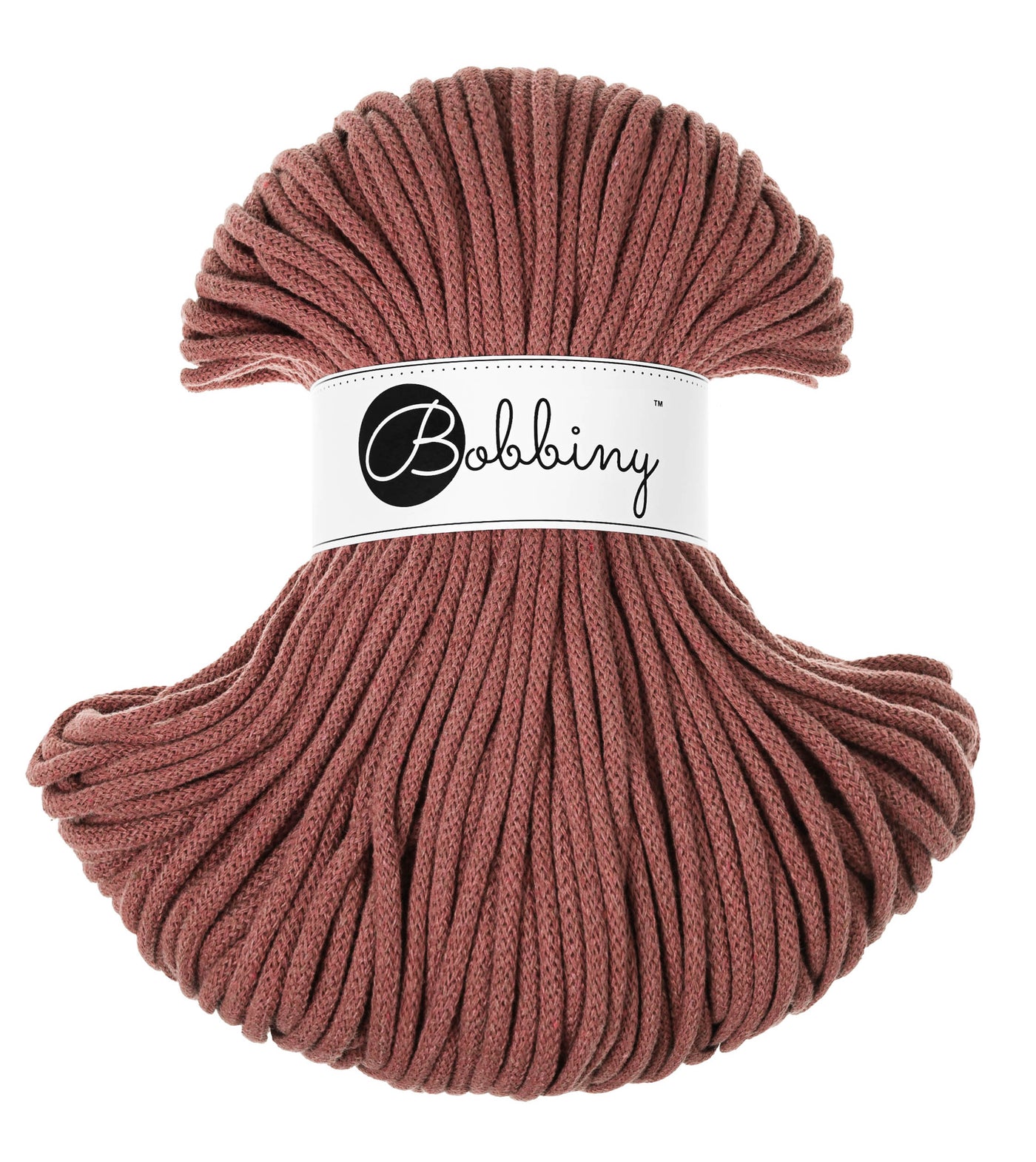 These beautiful Bobbiny cords are made in Poland from 100% recycled cottons and are non-toxic, certified safe for children and meet certified worldwide textile standards.  5mm Diameter  100 metres Length  Recommended for use with 10-12mm crochet or knitting needles  Cotton inner and outer layers, perfect for use with Macrame, Crochet or Knitting   