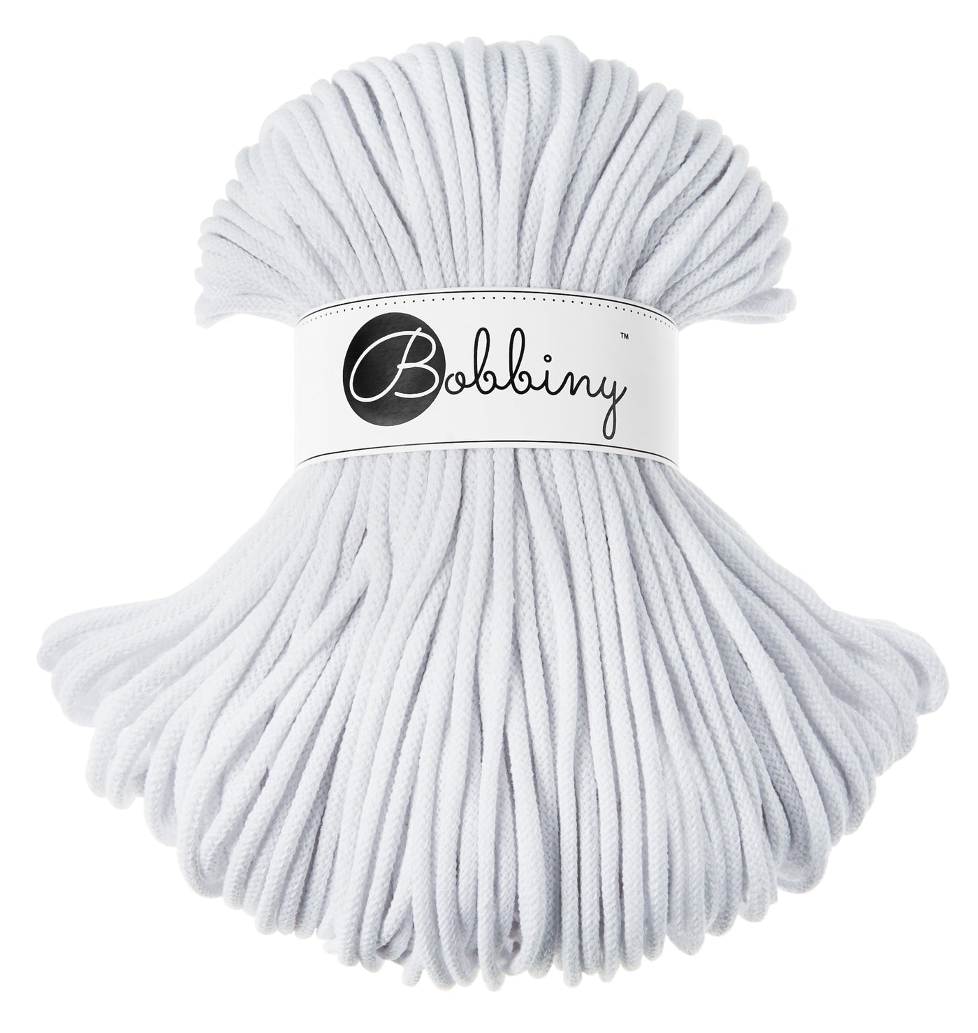 These beautiful Bobbiny cords are made in Poland from 100% recycled cottons and are non-toxic, certified safe for children and meet certified worldwide textile standards.  5mm Diameter  100 metres Length  Recommended for use with 10-12mm crochet or knitting needles  Cotton inner and outer layers, perfect for use with Macrame, Crochet or Knitting