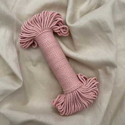 Macrame 3ply cotton rope 4mm in a classical 'Blush' colour is a fantastic addition to your fibre collection and is perfect for macrame projects such as plant hangers or pieces that require that little bit of extra guts!