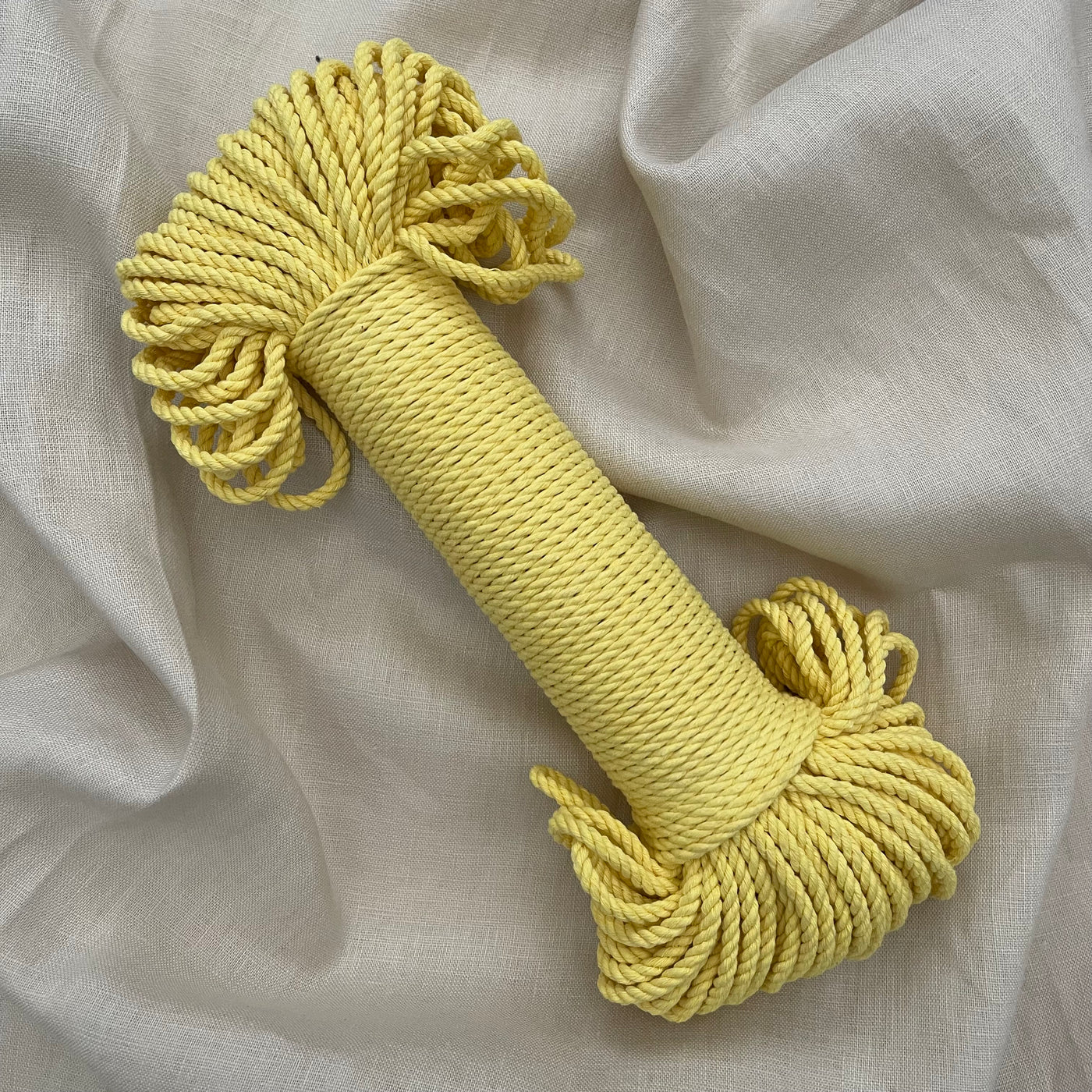 Macrame 3ply cotton rope 4mm in a classical 'Wattle' colour is a fantastic addition to your fibre collection and is perfect for macrame projects such as plant hangers or pieces that require that little bit of extra guts!