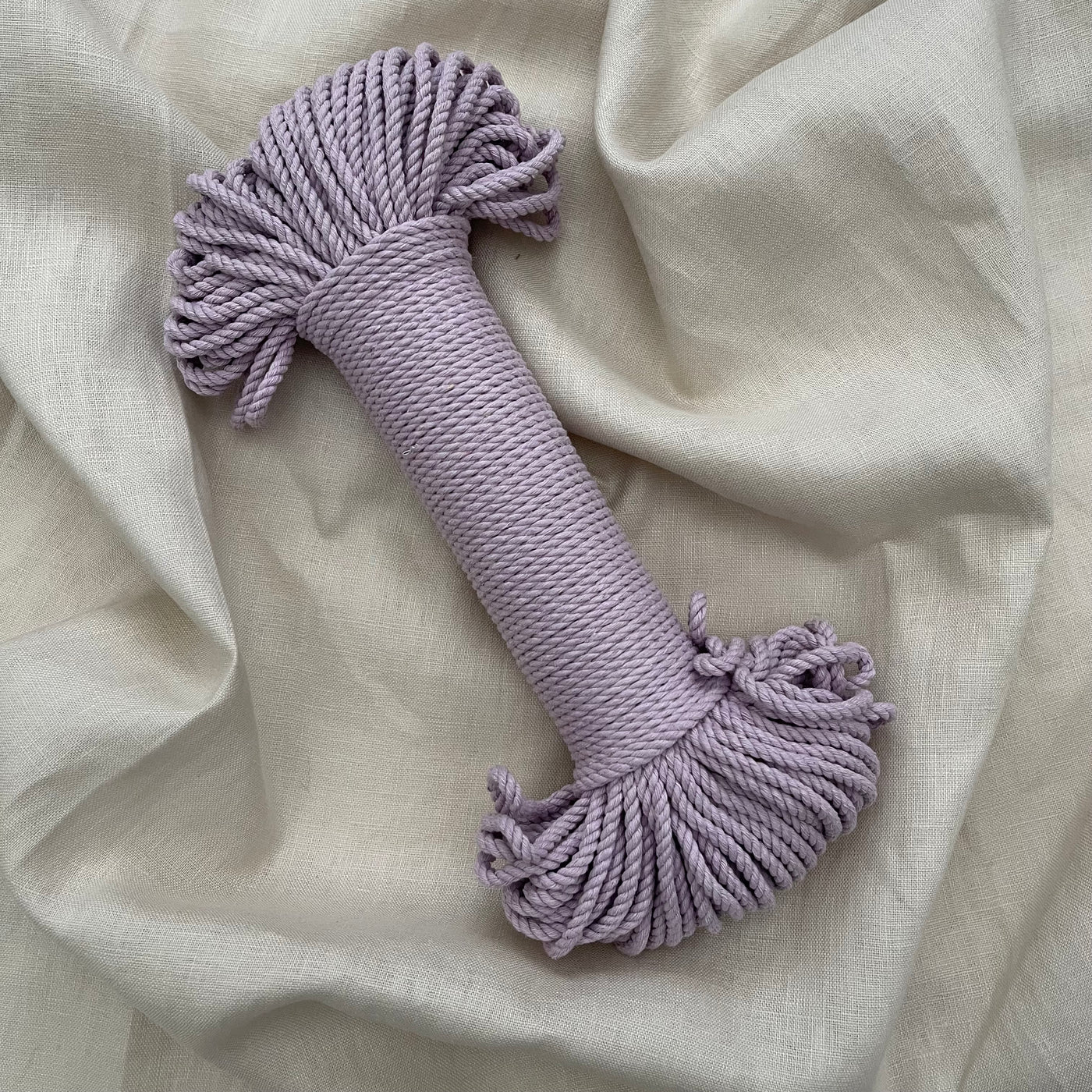 Macrame 3ply cotton rope 4mm in a classical 'Wisteria' colour is a fantastic addition to your fibre collection and is perfect for macrame projects such as plant hangers or pieces that require that little bit of extra guts!