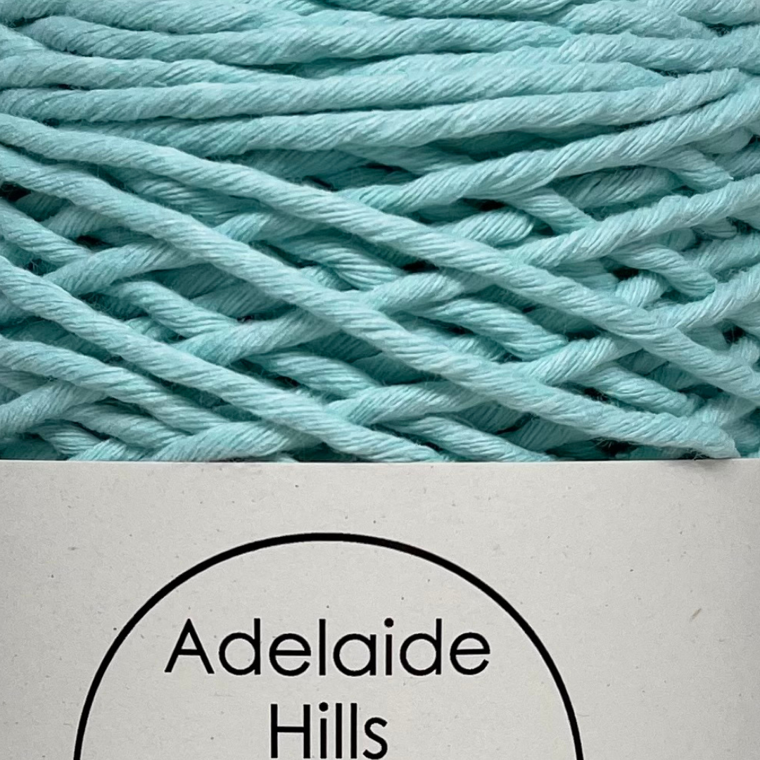 Where can I find Big Cotton Mint? This cotton blend yarn can be put to use for crochet, weaving, knitting or even mini macrame projects, such as earrings. It is a single twist cotton made using 100%  recycled fibres.  Length: 180 metres +/-  Weight: 250gms +/-  12/14 ply, Super Bulky  Hook Size : 5-10mm hooks  Available in a huge variety of colours 
