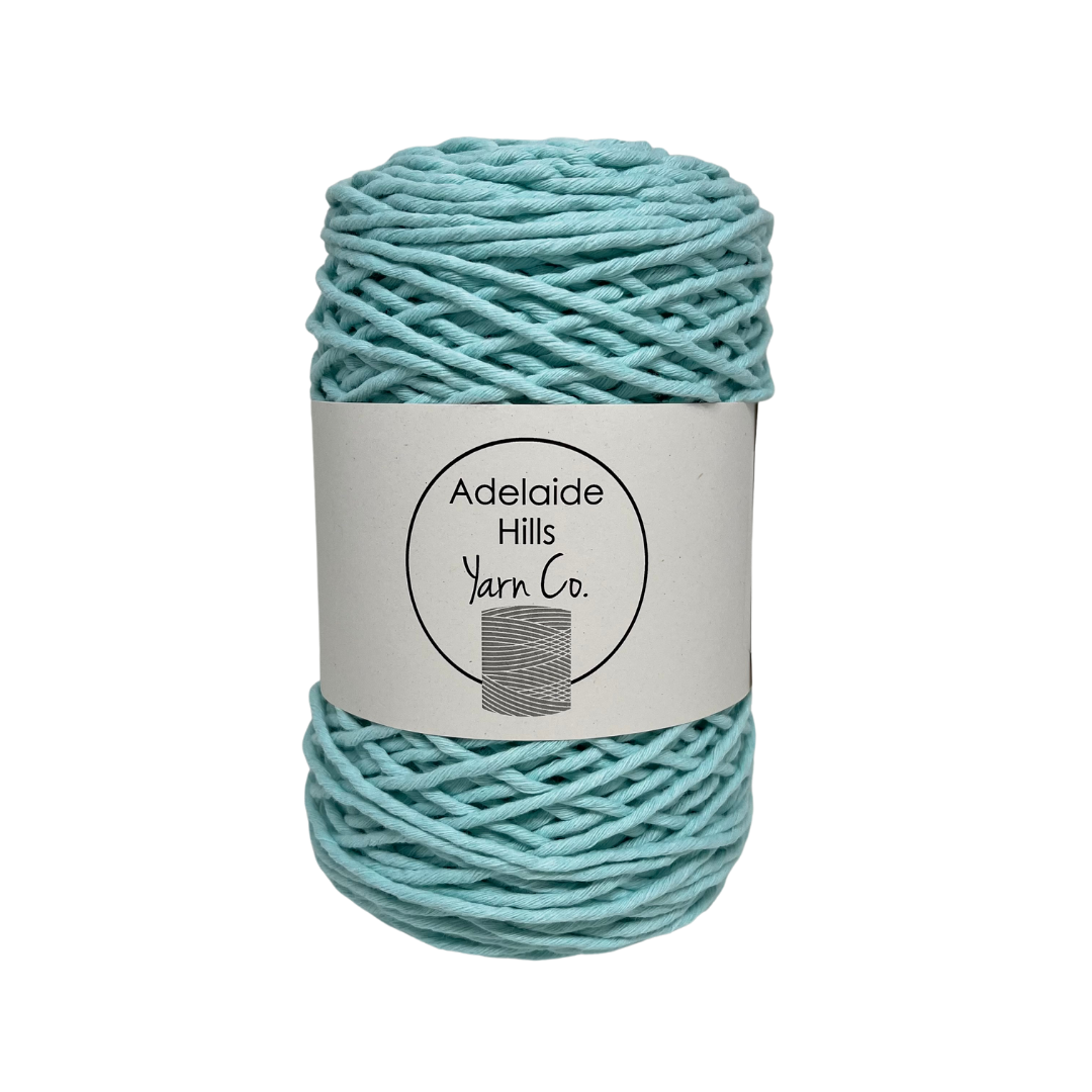 Where can I find Big Cotton Mint? This cotton blend yarn can be put to use for crochet, weaving, knitting or even mini macrame projects, such as earrings. It is a single twist cotton made using 100%  recycled fibres.  Length: 180 metres +/-  Weight: 250gms +/-  12/14 ply, Super Bulky  Hook Size : 5-10mm hooks  Available in a huge variety of colours 