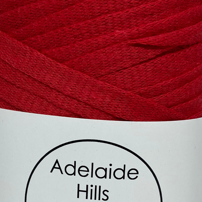 Where can I find ribbon yarn RED? Our Ribbon Yarn is a beautifully soft woven tape-like fibre perfect for use with crochet, knitting, weaving or any fibre art. Made from 100% recycled fibres.   Length: 130metres +/-  Weight: 250gms +/-  For use with approx 7mm or above hooks depending on your project