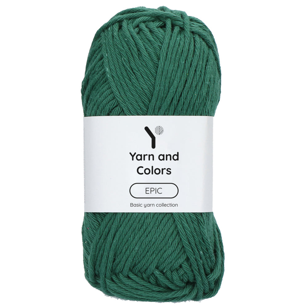 Bottle Green shade cotto with yarn and colors epic label attached