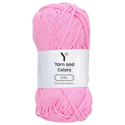 Cotton Candy pink shade crochet cotton with Yarn & Colors EPIC label attached 