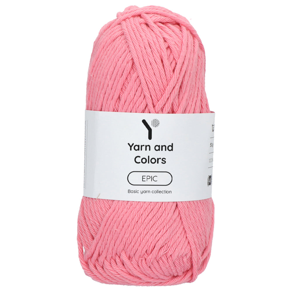 Peony Pink shade cotton with yarn & colours epic cotton label attached