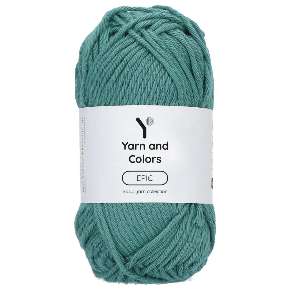 Riverside green shade cotton with Yarn & colors epic label attached